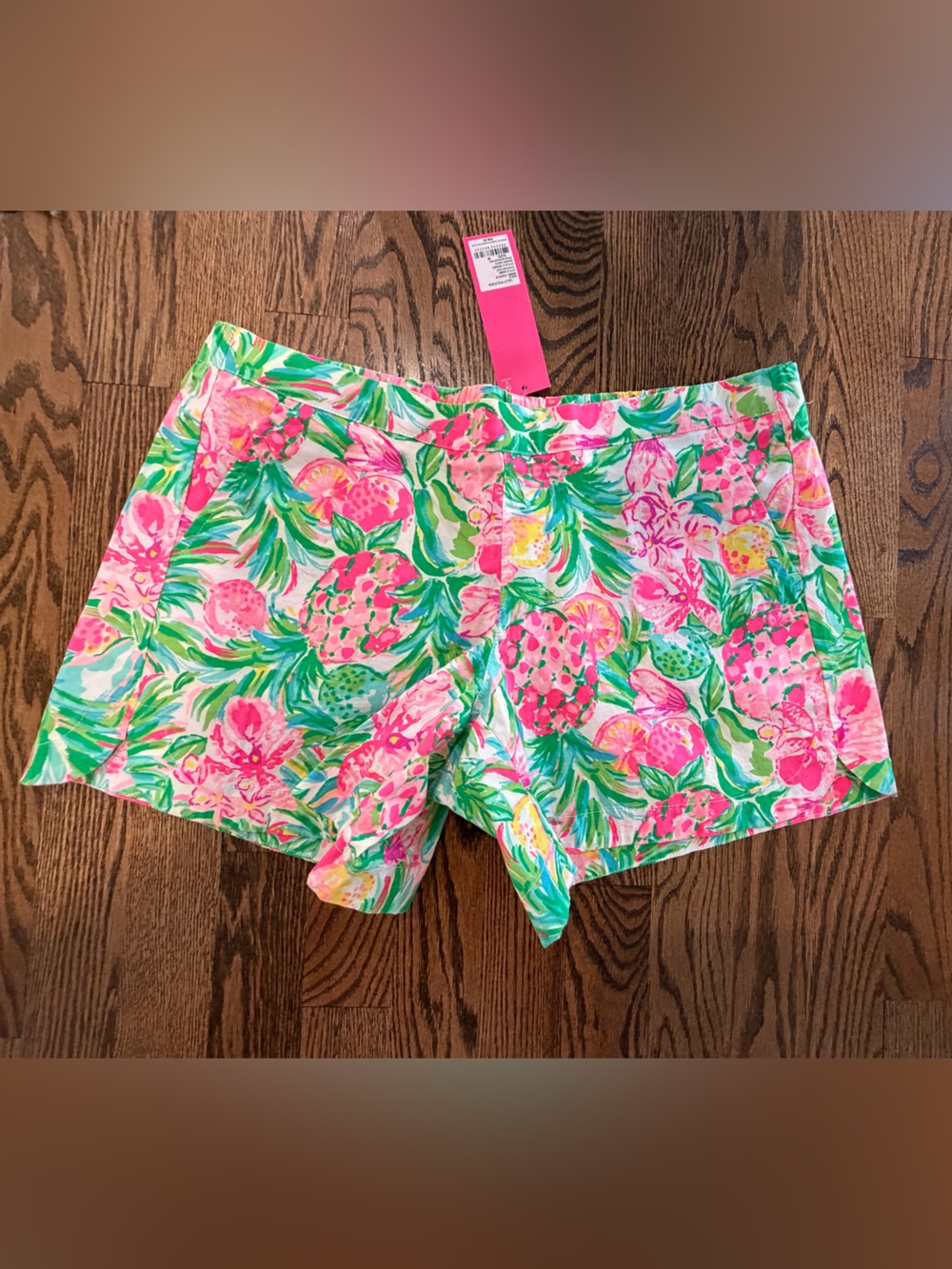 Lilly Pulitzer Girls Pink & Green Tropical Floral Shorts